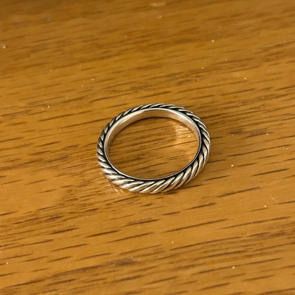 David Yurman Twisted Rope Sterling-Color Band Ring - Picture 4 of 4